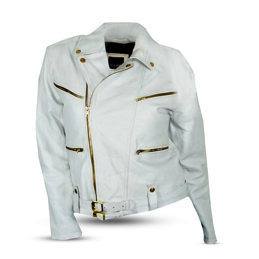 Elar´s white leather jacket women