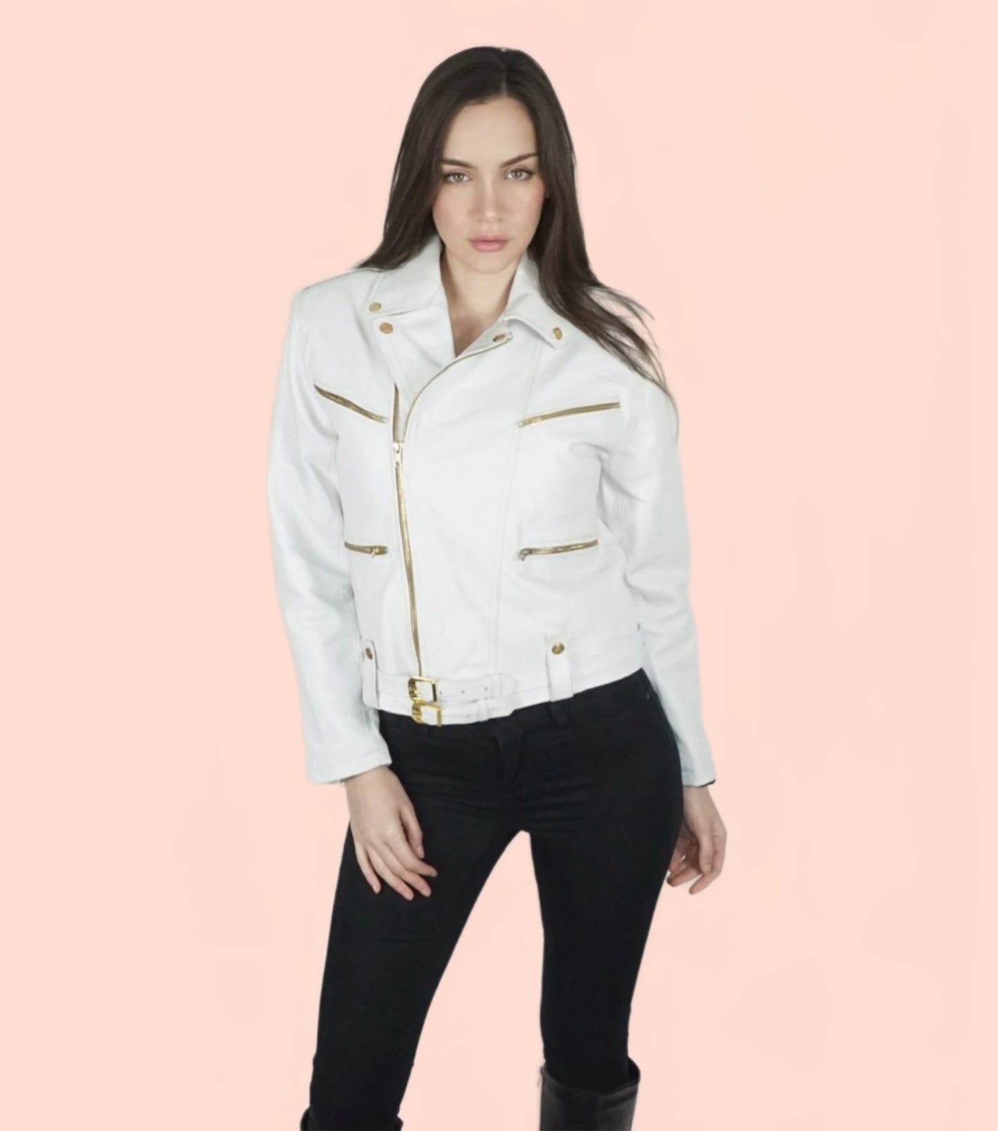 Elar´s white leather jacket women