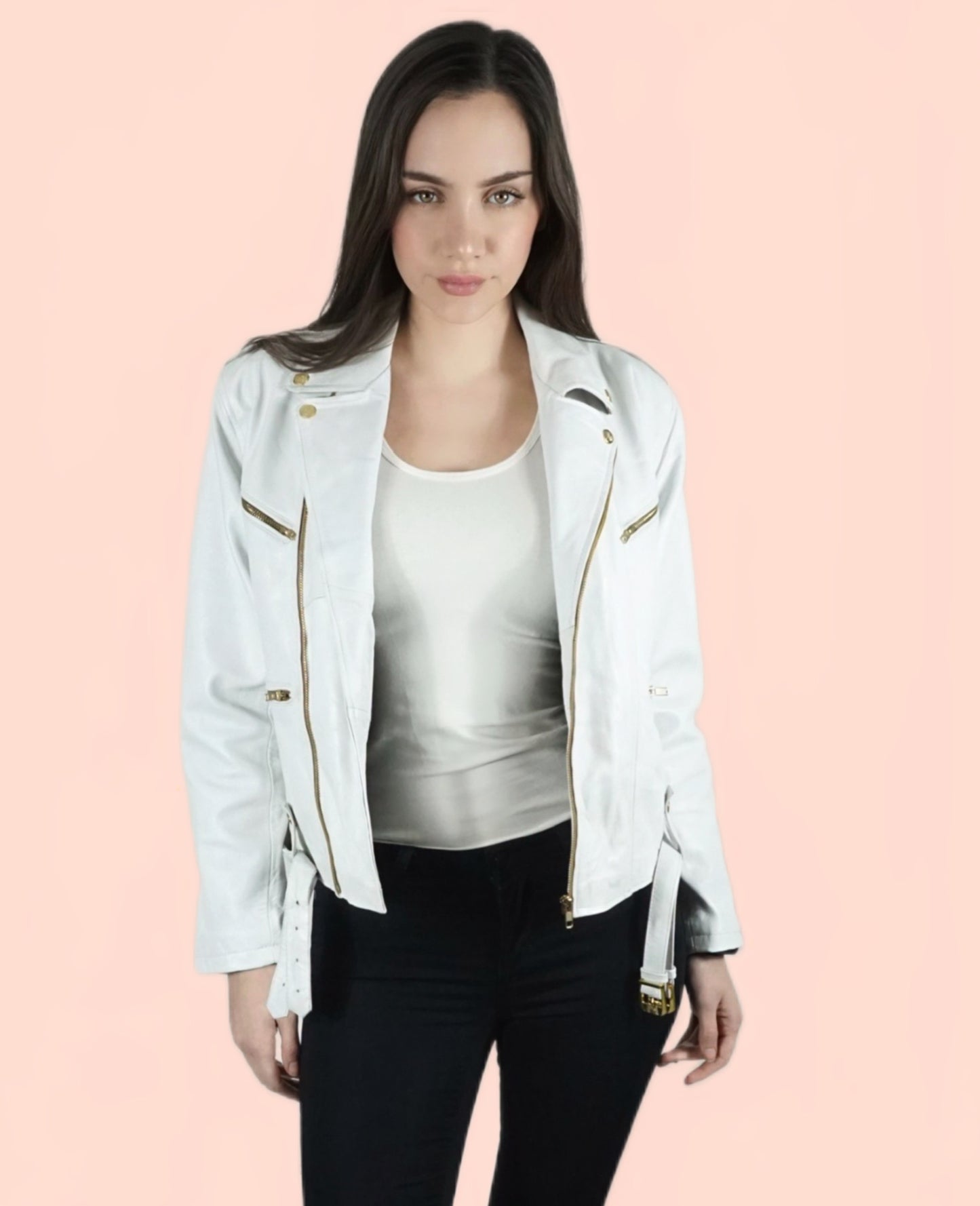 Elar´s white leather jacket women